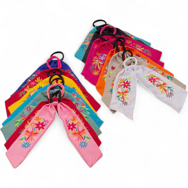 Embroidered Scrunchie Bow Ties