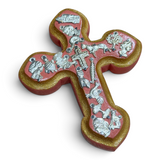 Rounded Wooden Cross w/ Milagros