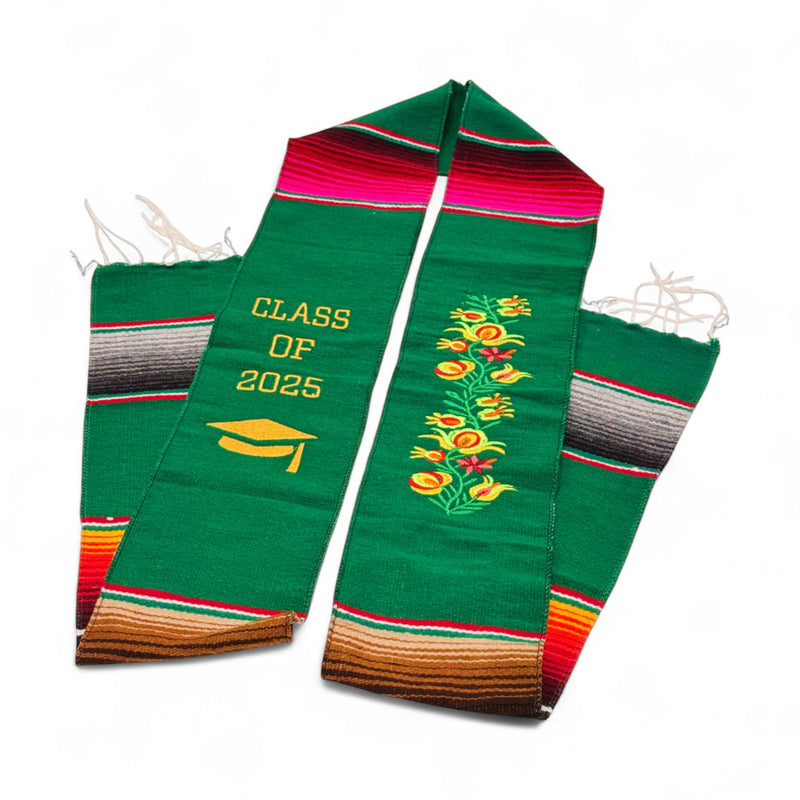 Graduation Serape Stole (Flowers + Class of 2025) - Multiple Colors