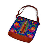 Suede Virgen de Guadalupe (Virgin Mary) Crossbody Bag