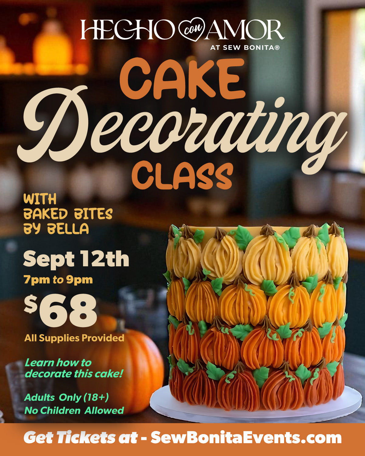 Sept 12th, 2025 / Cake Decorating Class – Sew Bonita