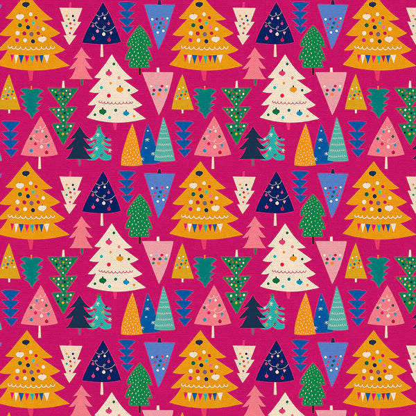 Modern Holiday Pink Christmas Trees- FQ