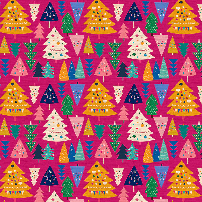 Modern Holiday Pink Christmas Trees- FQ