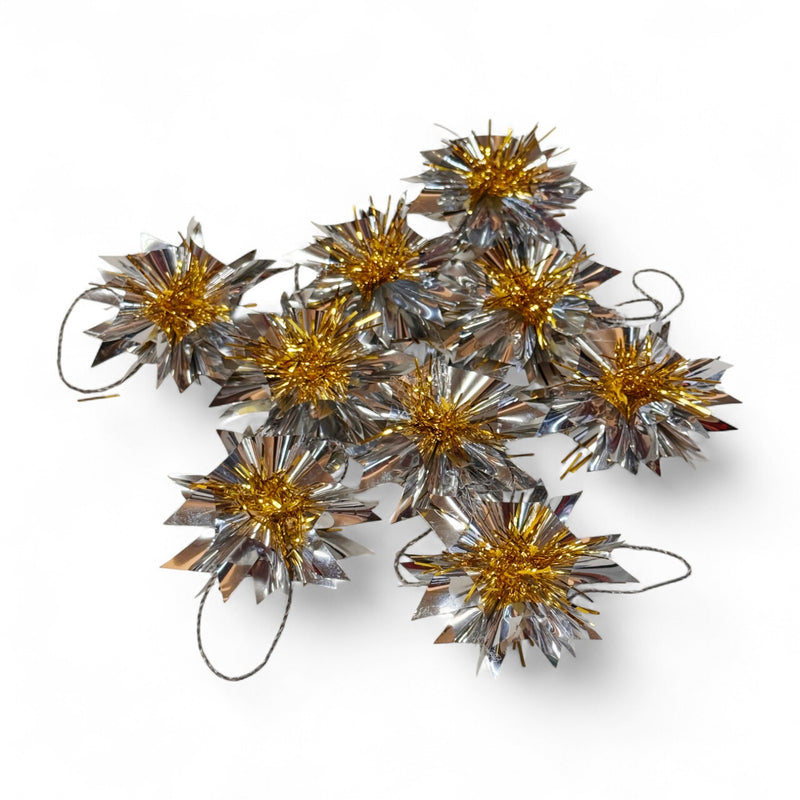 Silver Metallic Estrella (Star) Ornaments (Pack of 9)