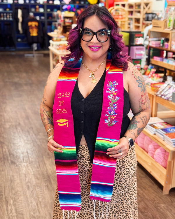 Graduation Serape Stole (Flowers + Class of 2025) - Multiple Colors