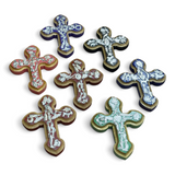 Rounded Wooden Cross w/ Milagros