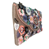 Gray Floral Beaded Clutch