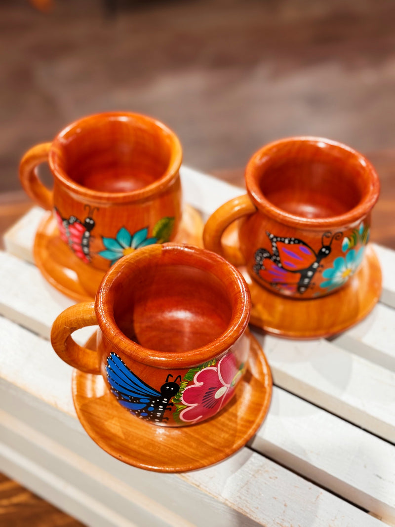 Wood Butterfly Mug and Saucer