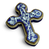 Rounded Wooden Cross w/ Milagros