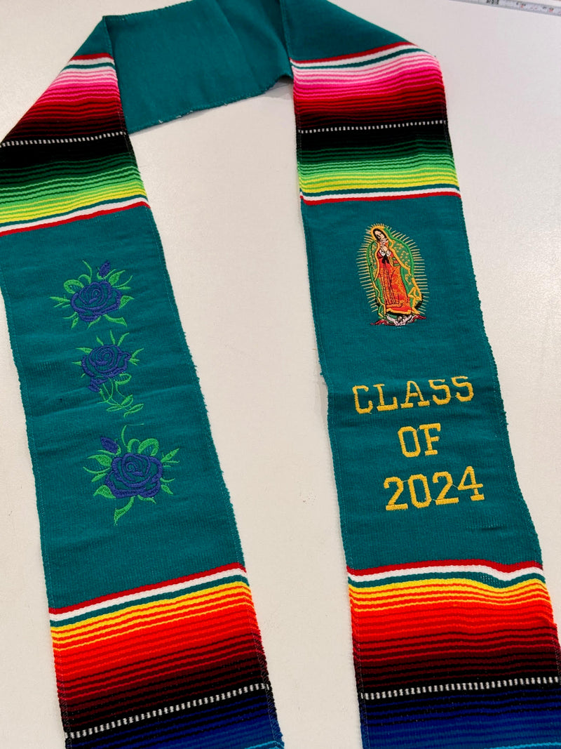 Virgen de Guadalupe Graduation Serape Stole (Multiple colors available)