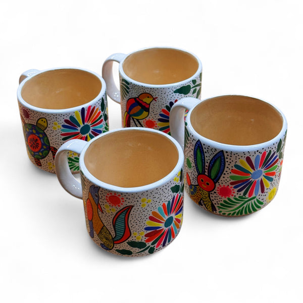 Hand Painted Alebrije Ceramic White Mug