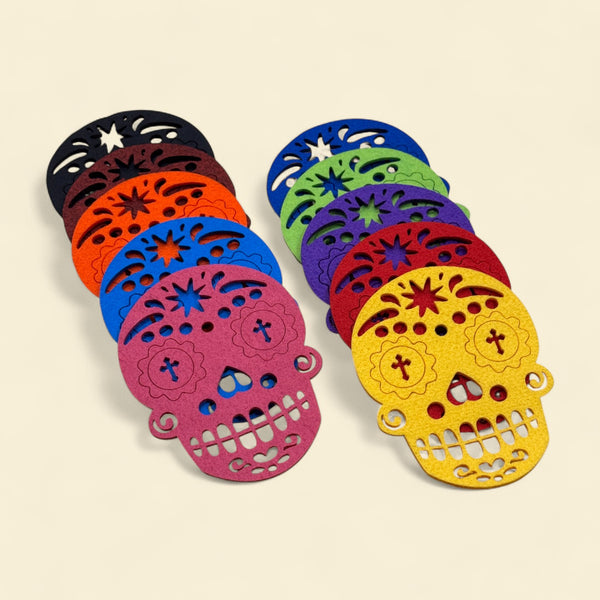 Felt Sugar Skull Calavera Coasters