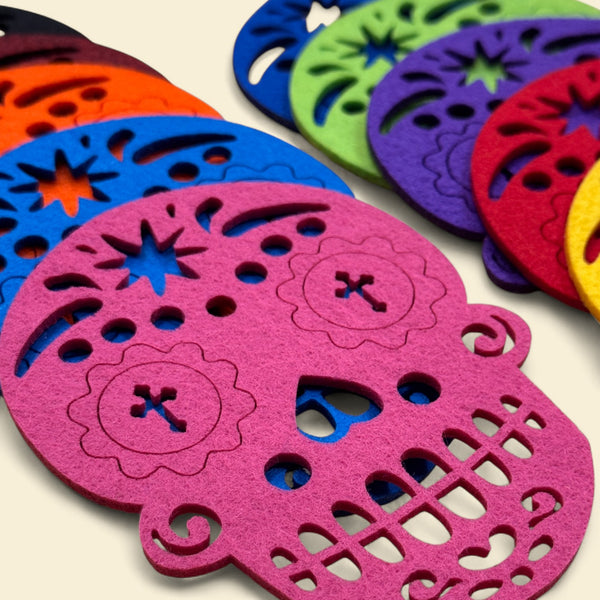 Felt Sugar Skull Calavera Coasters