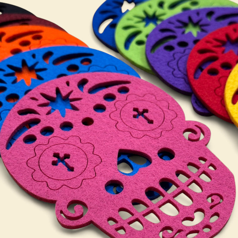 Felt Sugar Skull Calavera Coasters