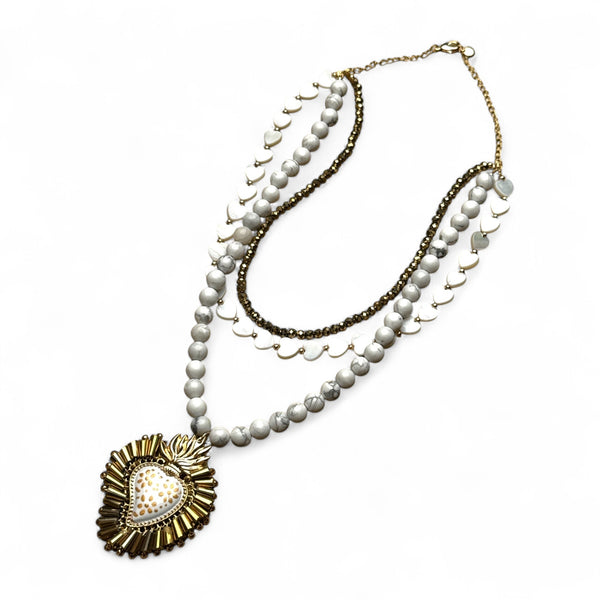 Layered Sacred Heart Necklace