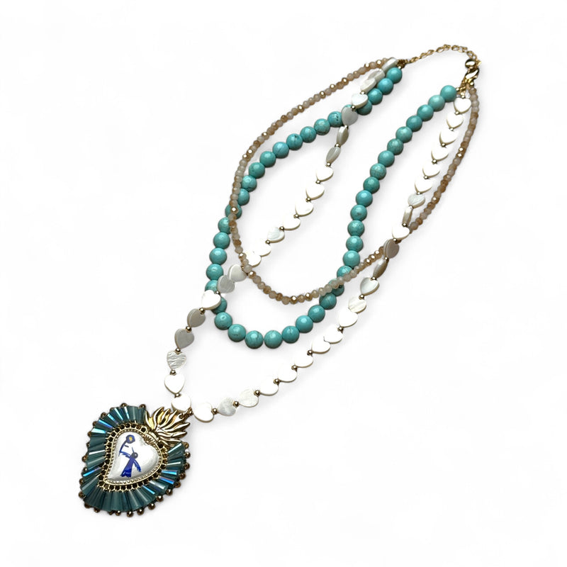 Layered Sacred Heart Necklace