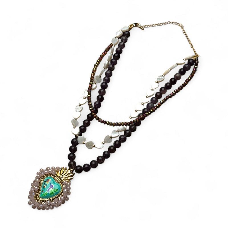 Layered Sacred Heart Necklace