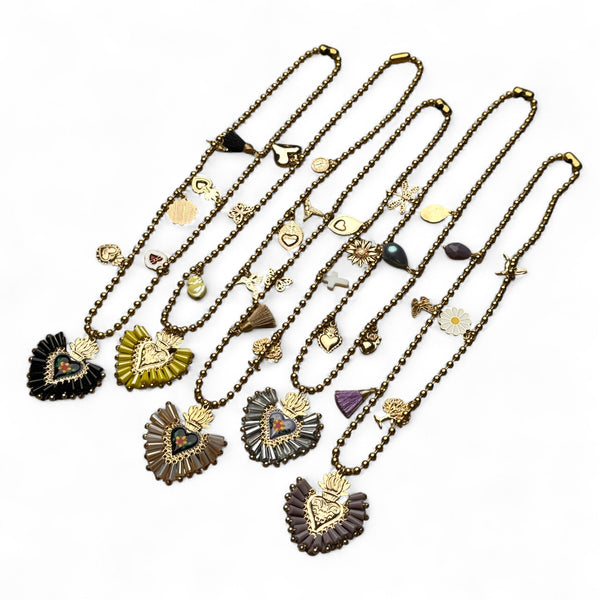 Mixed Charm Flower Necklace