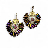 Floral Sacred Heart Crystal Earrings