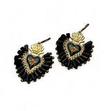 Floral Sacred Heart Crystal Earrings