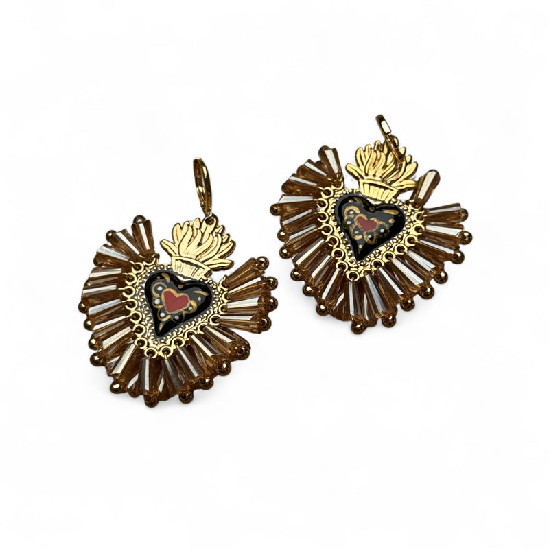 Sacred Heart Crystal Earrings