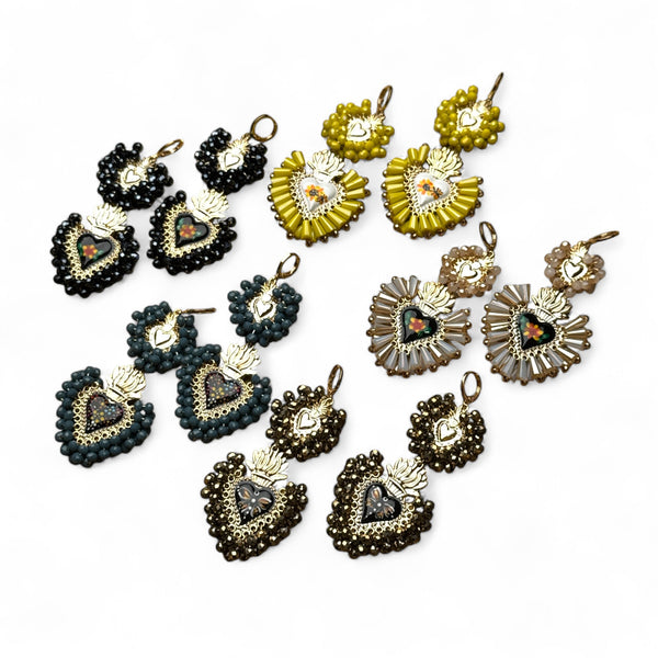 Two Tier Floral Crystal Earrings