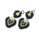 Two Tier Floral Crystal Earrings