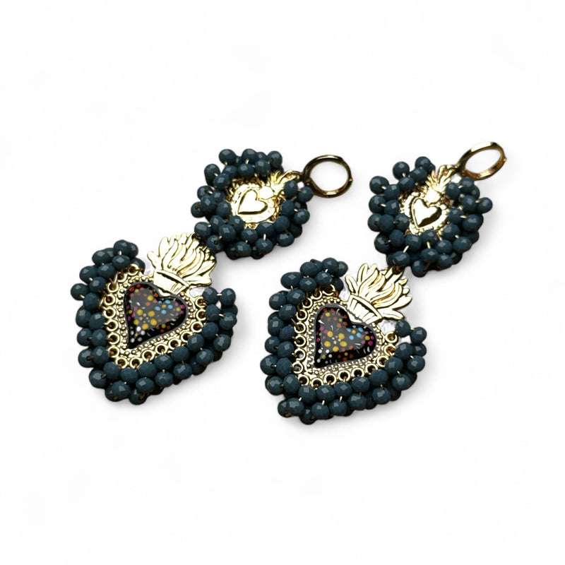Two Tier Floral Crystal Earrings
