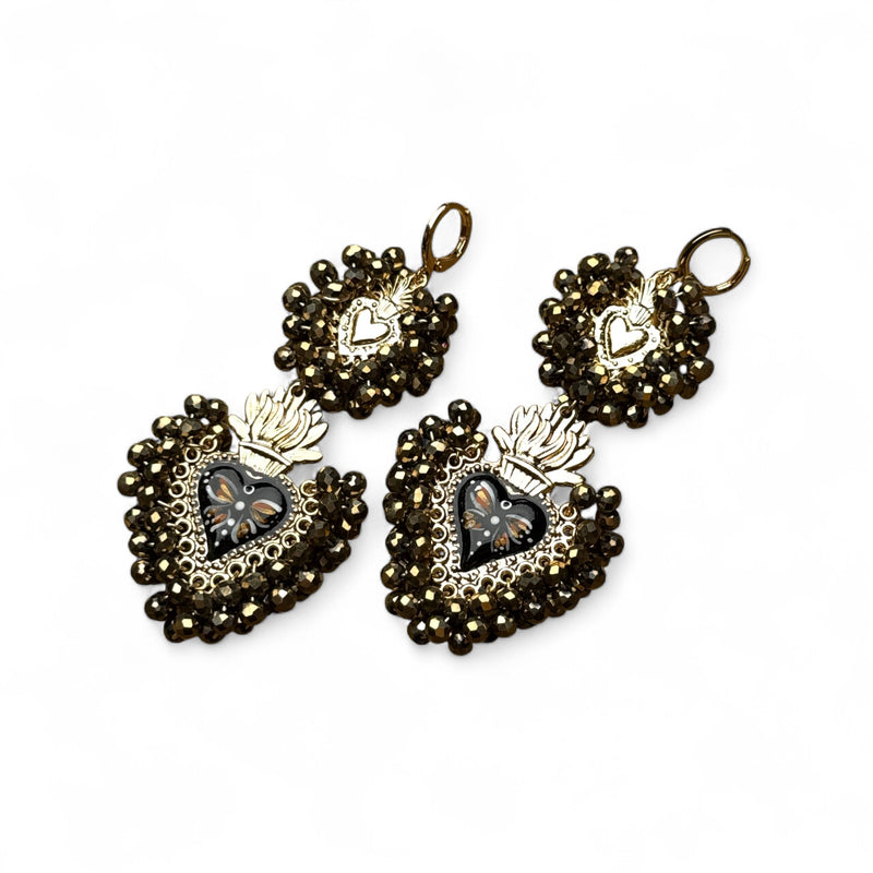 Two Tier Floral Crystal Earrings