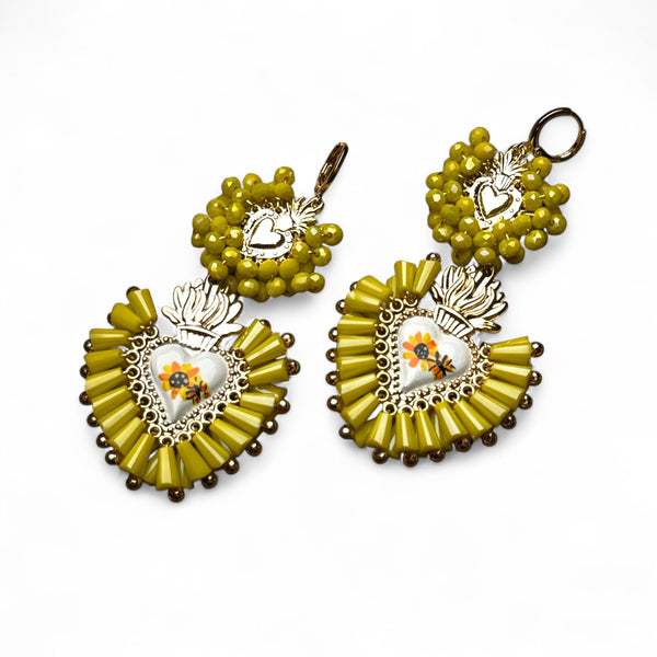 Two Tier Floral Crystal Earrings