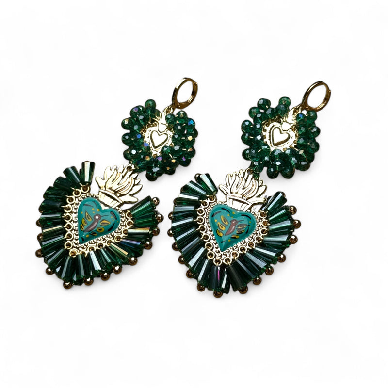 Two Tier Colibri Crystal Earrings