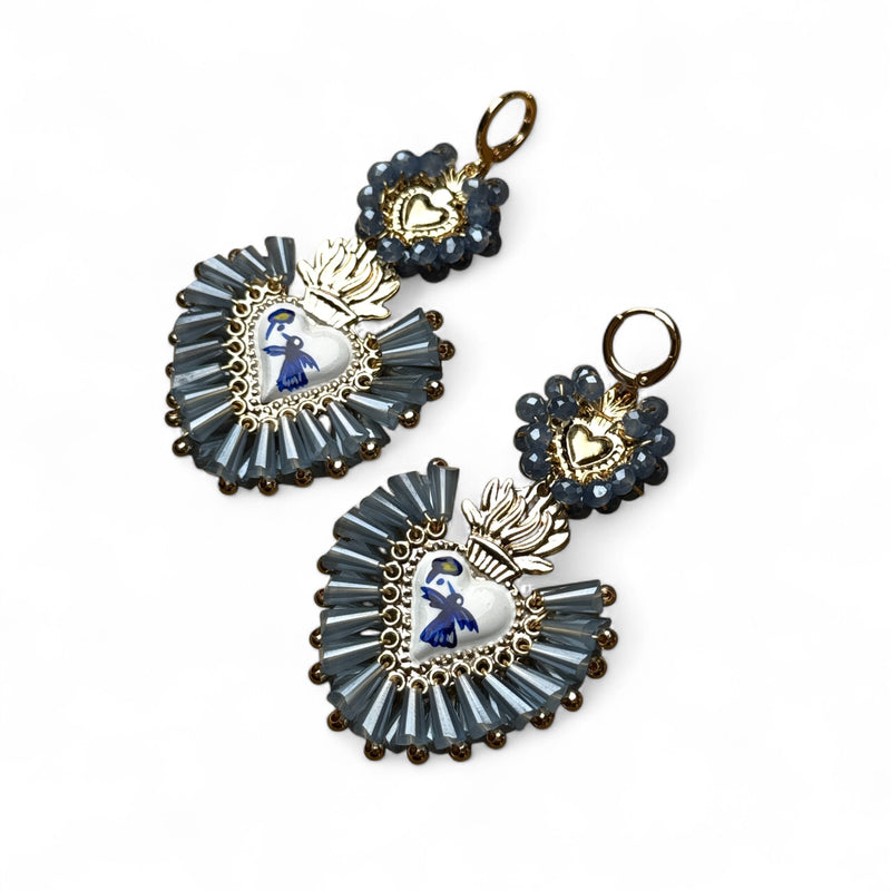 Two Tier Colibri Crystal Earrings