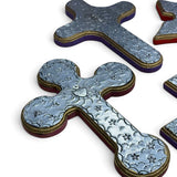 Silver Wooden Crosses w/ Single Milagros
