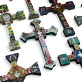 Hand Painted Wooden Crosses w/ Single Milagros