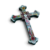 Hand Painted Wooden Crosses w/ Single Milagros