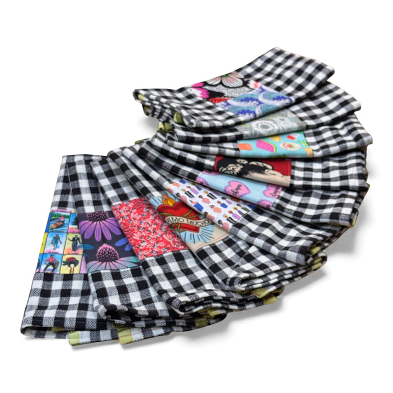 Black & White Checkered Appliqué Kitchen Towel