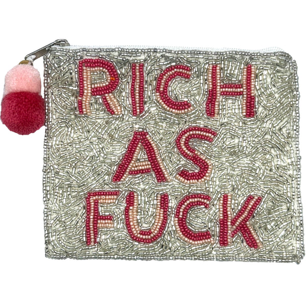 Rich as Fuck Beaded Coin Purse