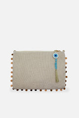 Evil Eye Tassel Clutch