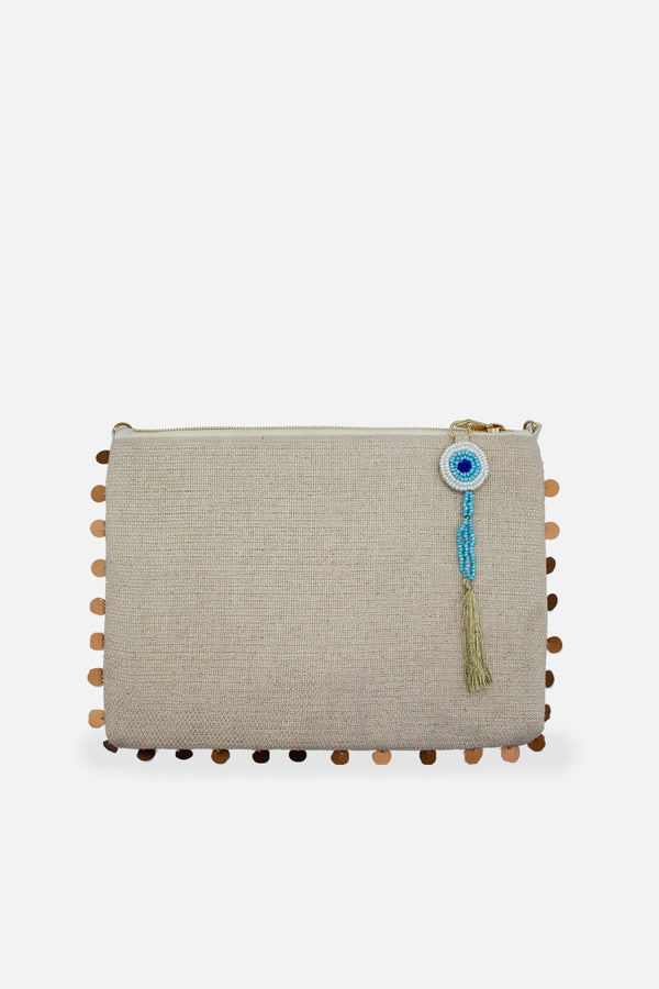 Evil Eye Tassel Clutch