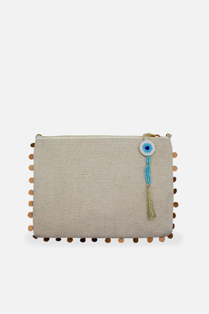 Evil Eye Tassel Clutch