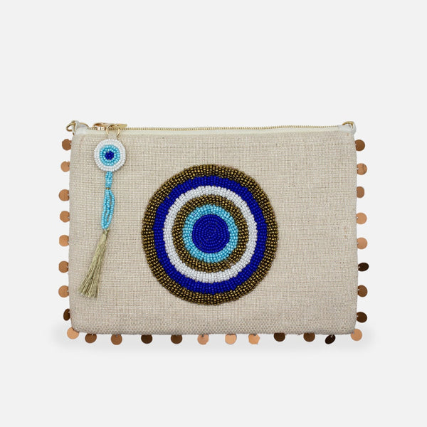 Evil Eye Tassel Clutch