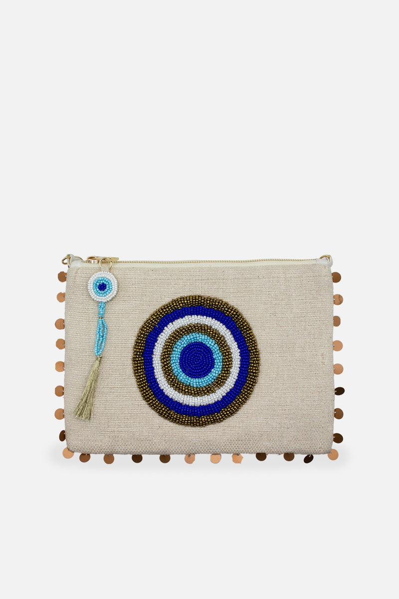 Evil Eye Tassel Clutch