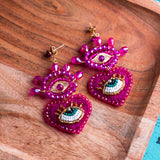 Crystal Evil Eye Chandelier Earrings