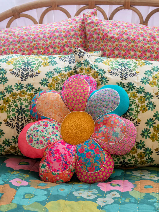 Whimsy Patchwork Pillow- Flower