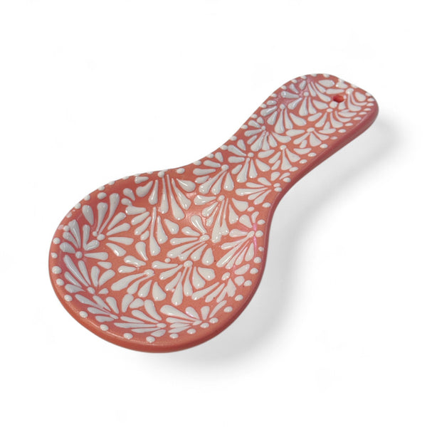 White on Pink Spoon Rest