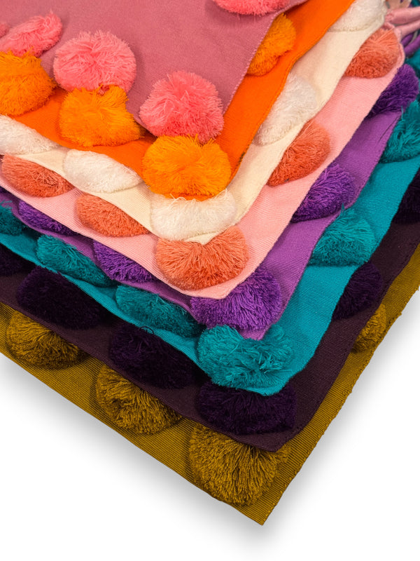 Pom Pom Braided Tote Bag