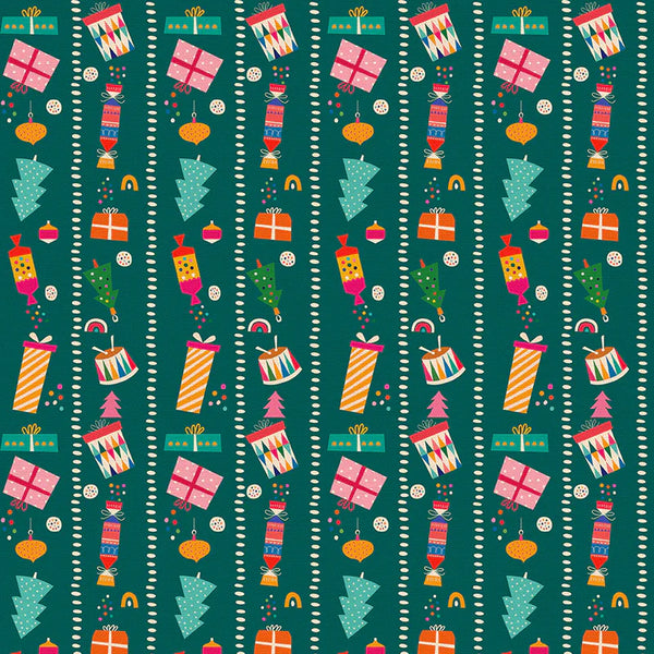 Modern Holiday Green Present Stripe- FQ
