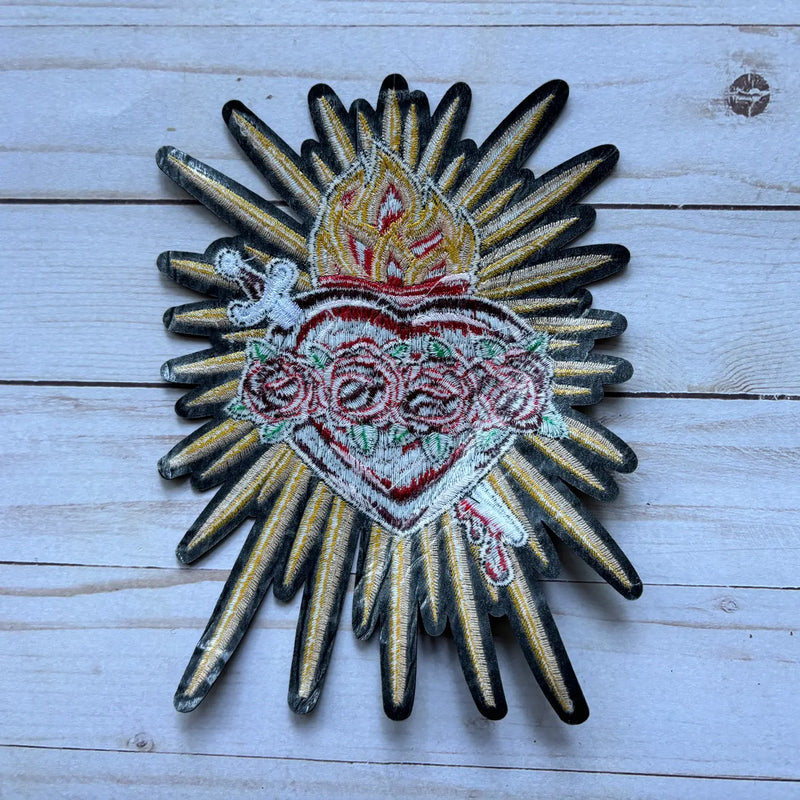Iron On Sacred Heart Embroidered Patch