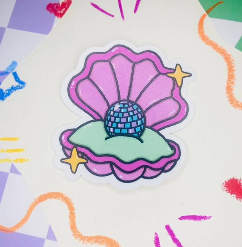 Disco Mermaid Oyster Sticker
