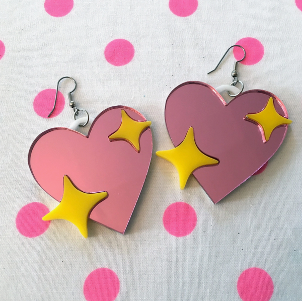 Sparkly Heart Emoji Acrylic Earrings